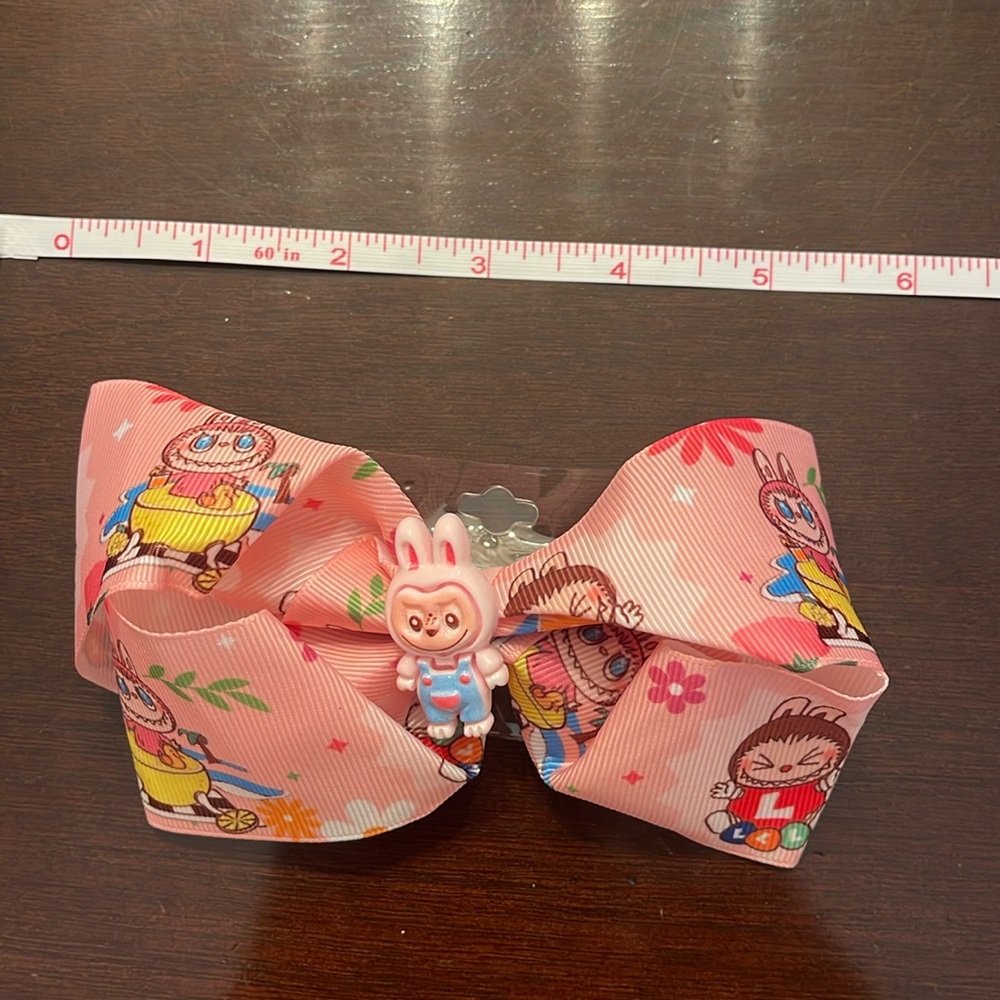 Pink Cartoon Labubu Monster Hair Bow for Kids nwt